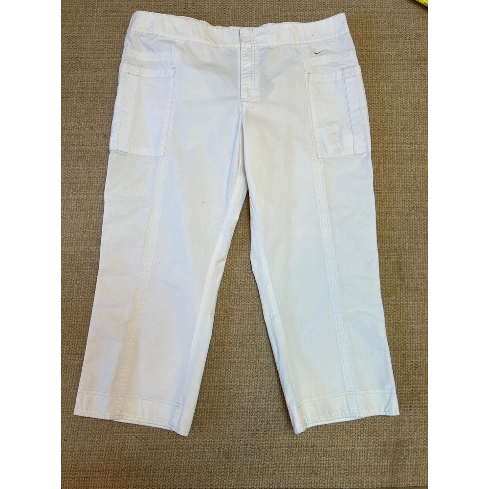 Nike Cargo Pants Womens Size XL White Ripstop Active Sporty Streetwear